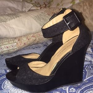 Black Crocheted Wedges